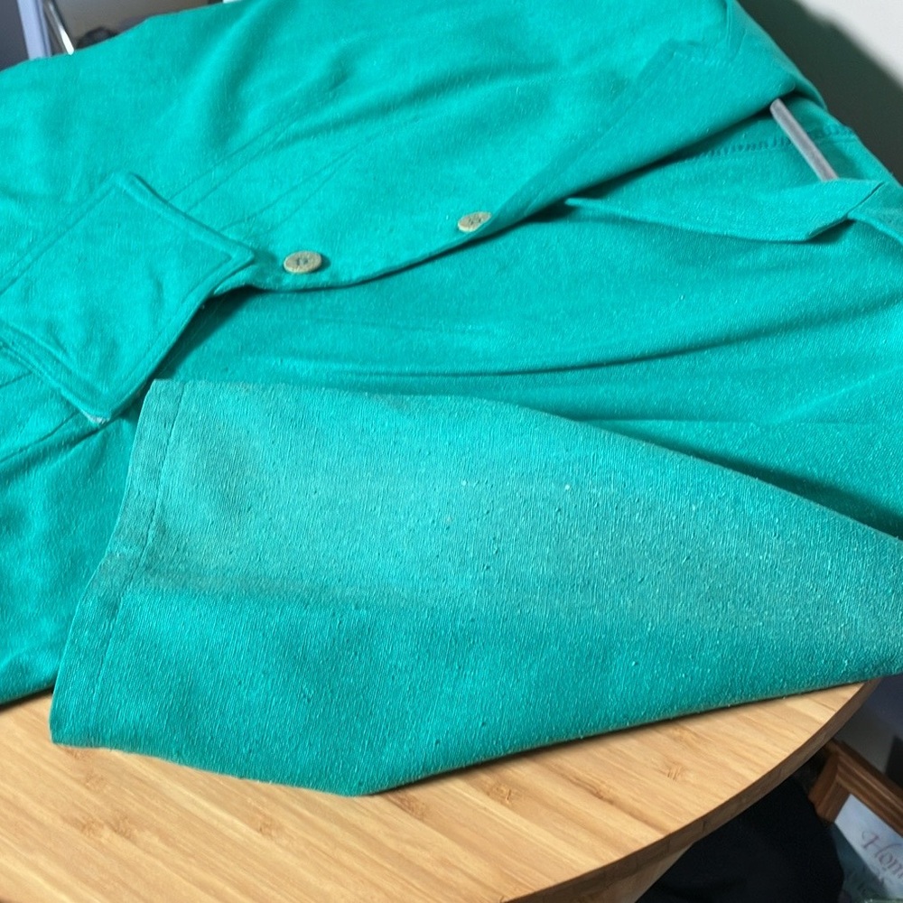 Vintage dress silk Amoretti Turquoise green Silk half sleeve retro 80s - Picture 7 of 15